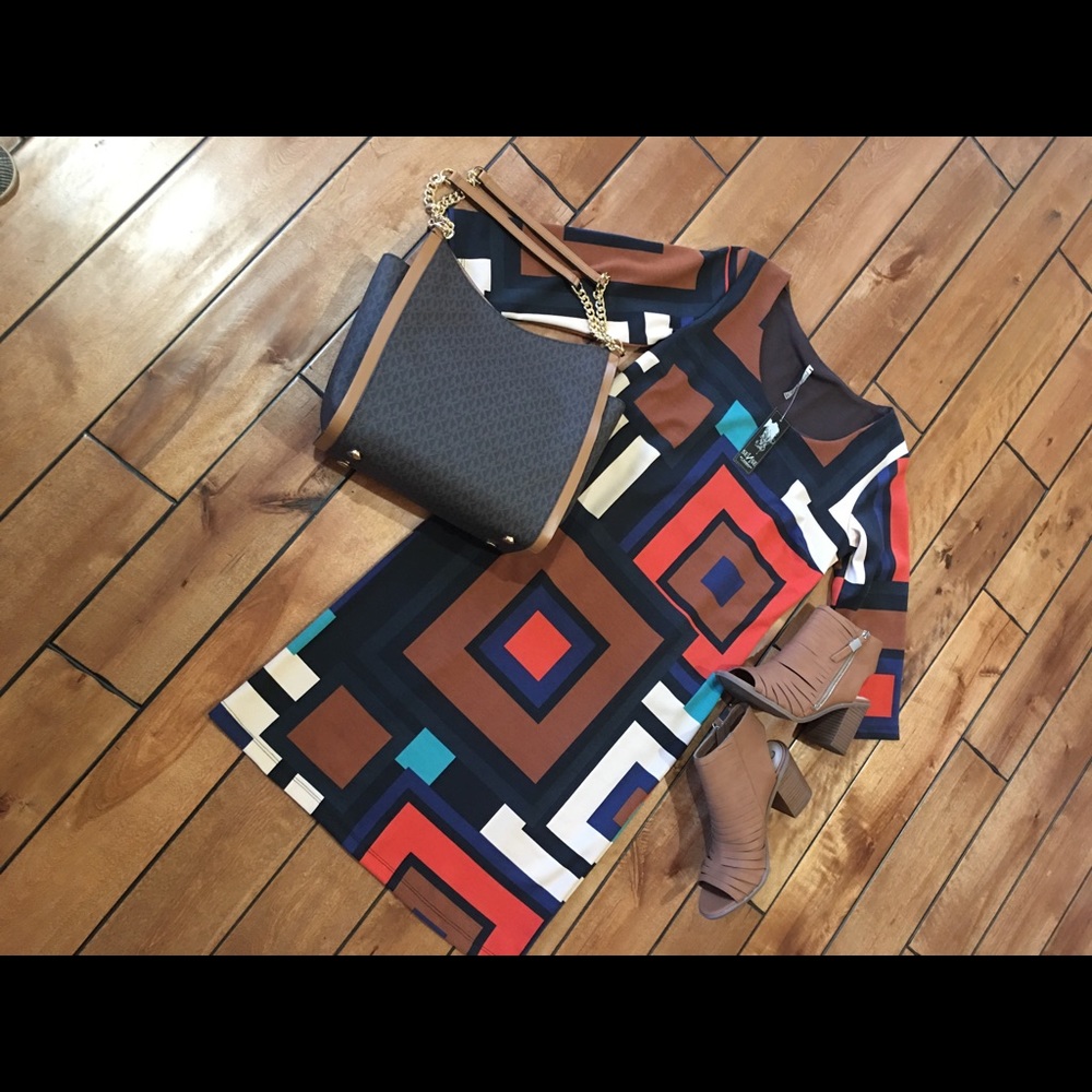 Geometric Patterned Midi Dress - Multicolor - Picture 2 of 3
